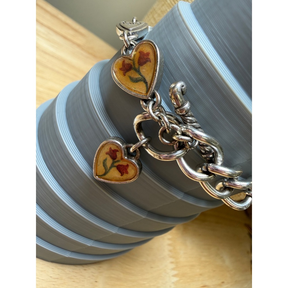 Brighton Silver Floral Heart Link Bracelet Watch Piccadilly Needs Batteries - Picture 11 of 15